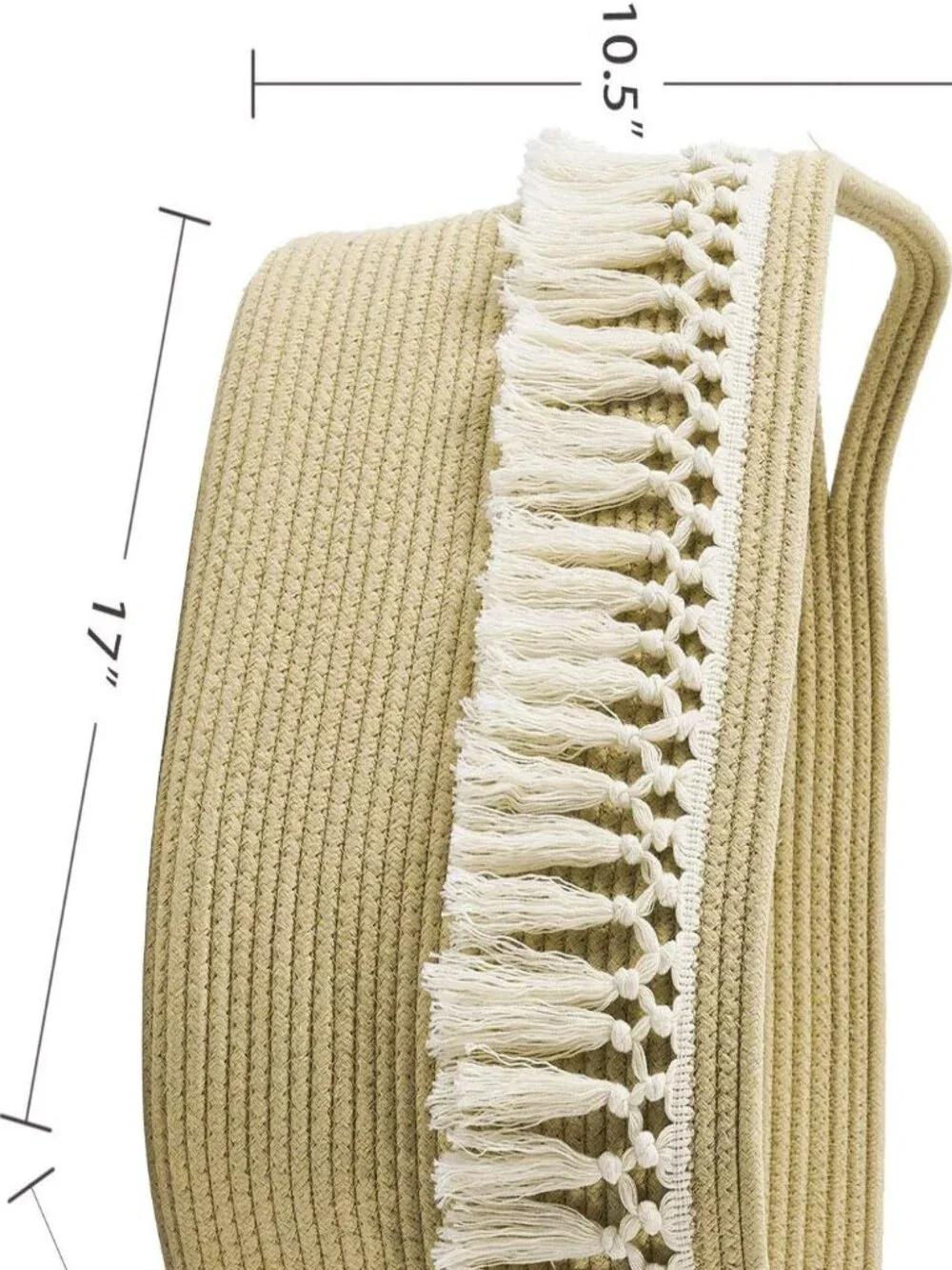 Large Woven Cotton Rope Tassel Storage Basket Bohemian 17x14